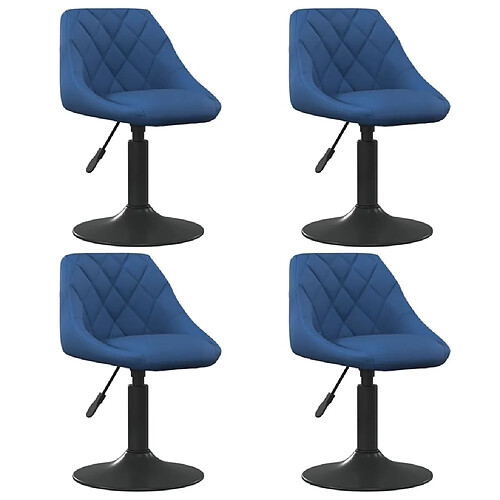 vidaXL Chaises pivotantes à manger lot de 4 bleu velours