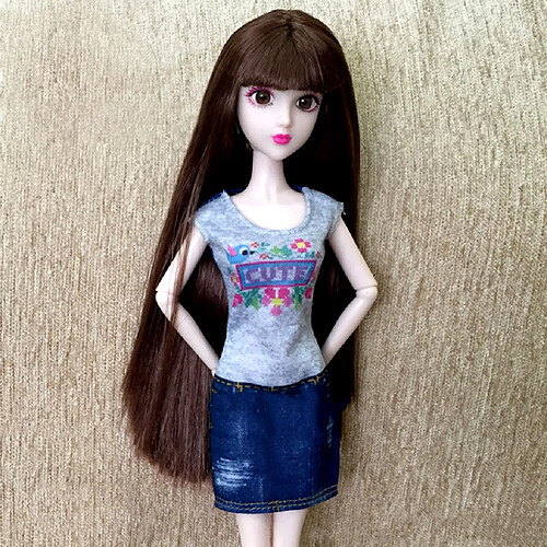 1/6 tête sculpter avec les cheveux bruns pour un accessoire de remplacement de poupée bjd