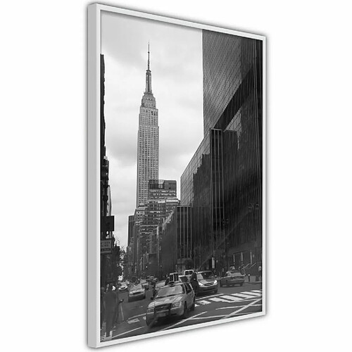 Paris Prix Affiche Murale Encadrée Empire State Building 40 x 60 cm Blanc