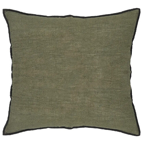 Pegane Lot de 2 coussin décoratif déhoussable en lin et coton coloris vert kaki - Longueur 45 x Profondeur 12 x Hauteur 45 cm