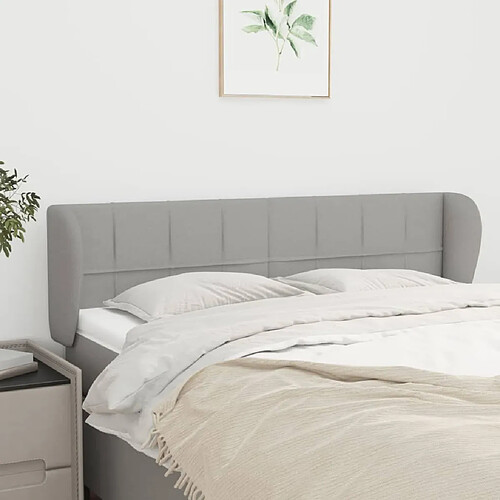 Maison Chic Tête de lit scandinave avec oreilles,meuble de chambre Gris clair 147x23x78/88 cm Tissu -MN13723