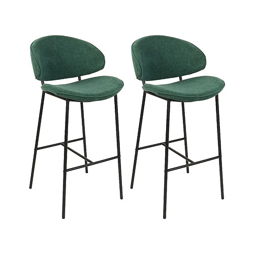 Beliani Tabouret de bar Set de 2 Tissu Vert foncé KIANA