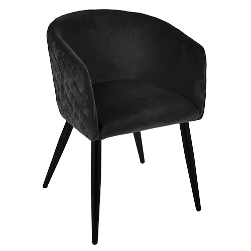 Atmosphera, Createur D'Interieur Fauteuil diner Marlo en velour noir - ATMOSPHERA