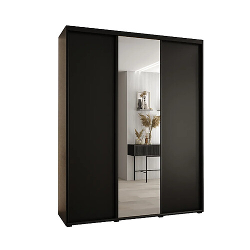 Abiks Meble Armoire à portes coulissantes Davos 3 235.2 x 200 x 60 3 portes coulissante (Noir/Noir/Noir)