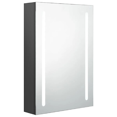 Maison Chic Armoire de salle de bain,Meuble de rangement,Meuble haut à miroir LED gris 50x13x70 cm -GKD528224