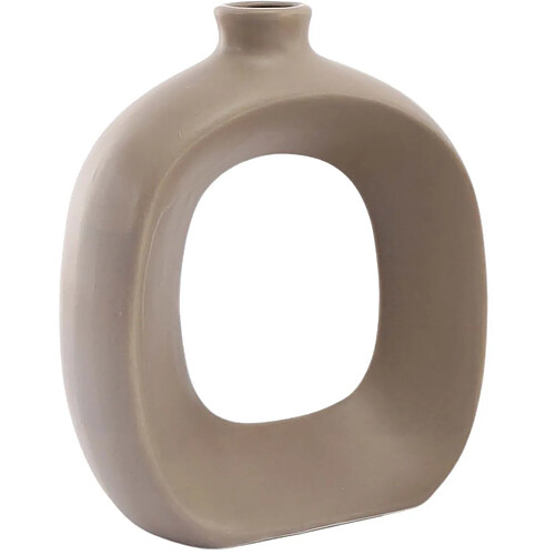 Sil Vase en grès Oval 16 cm taupe.