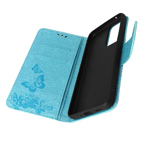 Avizar Étui Motif papillon et fleur Samsung Galaxy A33 Portefeuille Support Vidéo Bleu