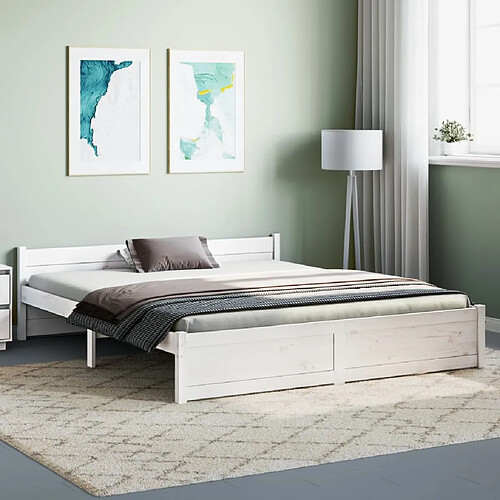 vidaXL Cadre de lit sans matelas blanc bois massif 160x200 cm