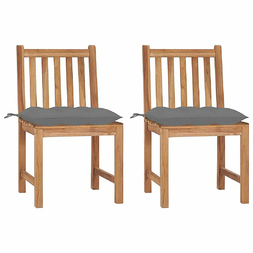 Maison Chic Lot de 2 Chaises de jardin avec coussins | Fauteuil chaises d'extérieur Bois de teck massif -GKD93397