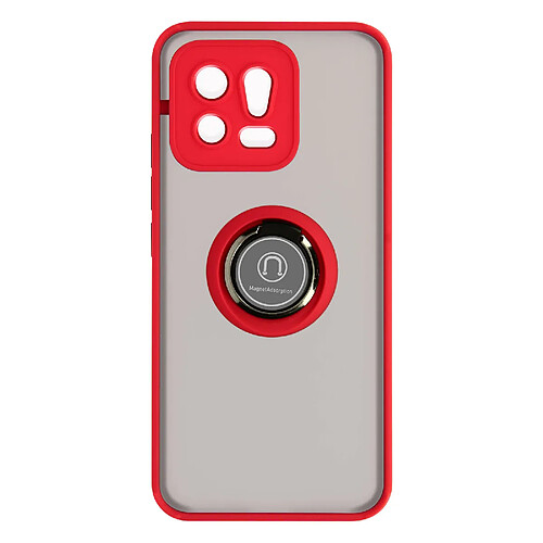 Avizar Coque pour Xiaomi 13 Bi-matière Bague Métallique Support Vidéo Ringip Rouge