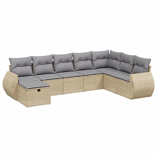 Maison Chic Ensemble à manger d'extérieur 8 pcs avec coussins,Salon de jardin,Mobilier de jardin mélange beige résine tressée -GKD545849