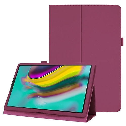 Etui en PU texture litchi avec support violet pour votre Samsung Galaxy Tab S5e SM-T720