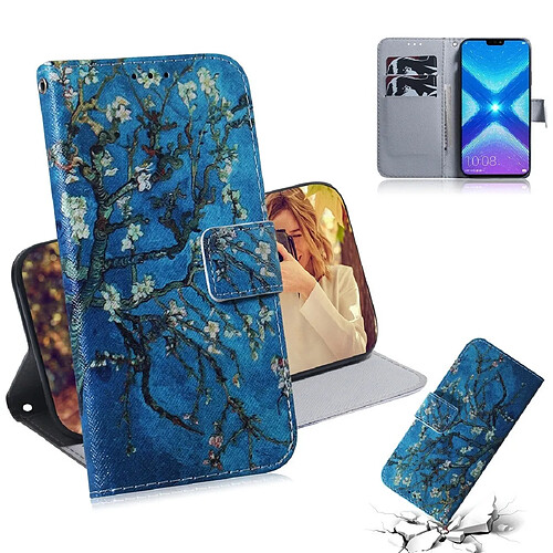 Wewoo Housse Coque Abricot fleur motif dessin coloré étui à rabat horizontal en cuir pour Huawei Honor 8Xavec support et fentes cartes et portefeuille