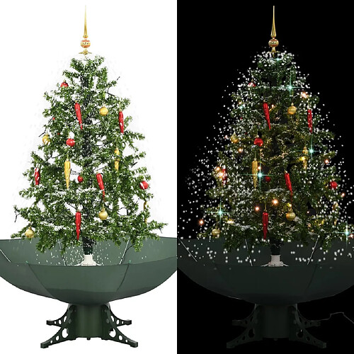 vidaXL Arbre de Noël neigeux avec base de parapluie Vert 140 cm