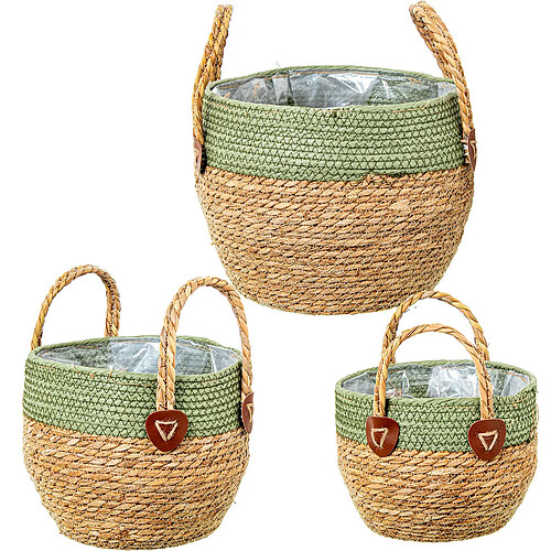 Lot de paniers Alexandra House Living 03786 Marron Vert osier Rotin Fibre naturelle (3 Unités)