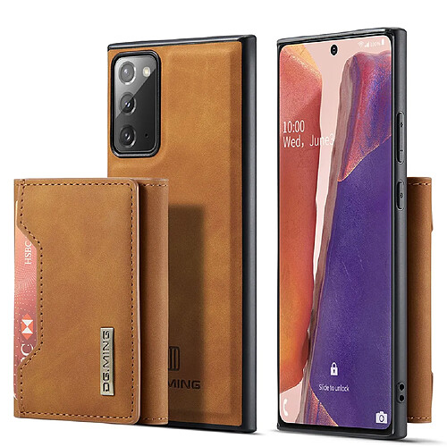 Dg.Ming Coque en TPU + PU avec béquille magnétique à trois volets marron pour votre Samsung Galaxy Note 20