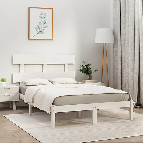 Maison Chic Lit Super King - Cadre de lit,Structure du lit Contemporain pour chambre Blanc Bois massif 180x200 cm -MN83937