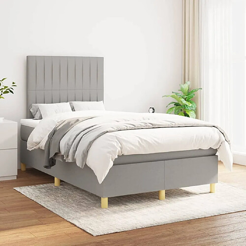 Maison Chic Lit Adulte - Lit simple Lit à sommier tapissier avec matelas moelleux - Meuble de Chambre - Gris clair 120x200cm Tissu -MN82641