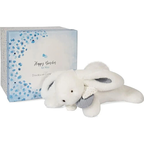 Doudou pantin Happy glossy blanc - Doudou et compagnie