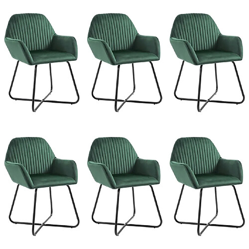 vidaXL Chaises à manger lot de 6 vert velours