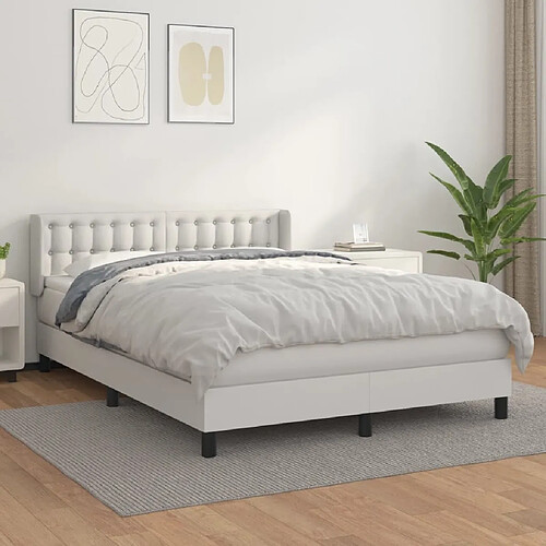 Maison Chic Lit Adulte - Lit simple Lit à sommier tapissier avec matelas moelleux - Meuble de Chambre Blanc 140x200cm Similicuir -MN20799