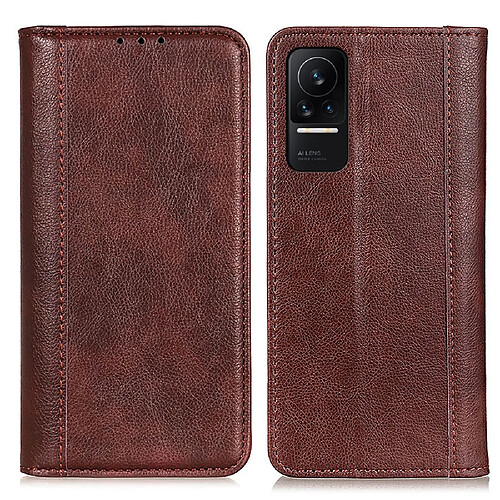 Etui en PU texture litchi, fermeture automatique magnétique avec support marron pour votre Xiaomi Civi