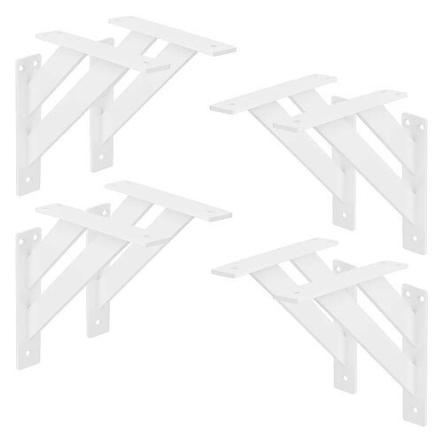 ML-Design 8x Équerres étagère mural support d'angle en aluminium blanc robuste 180x180 mm