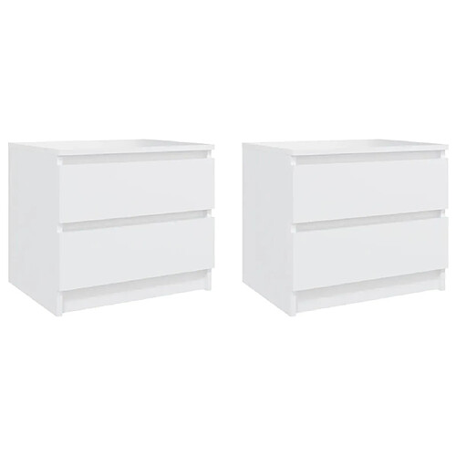 vidaXL Tables de chevet 2 pcs Blanc 50x39x43,5 cm Aggloméré