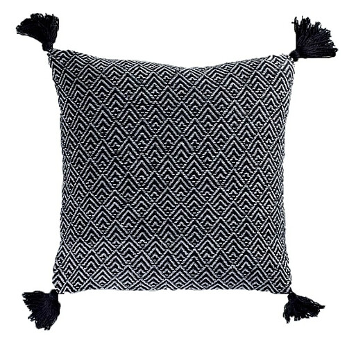 Paris Prix Coussin Déco à Pompons Delios 40x40cm Noir