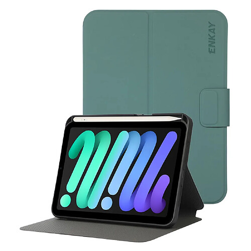 Etui en PU + TPU ENKAY fermoir magnétique, fonction d'éveil/veille automatique avec support vert foncé pour votre iPad mini (2021)