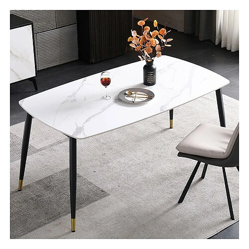 Meubler Design Table À Manger Céramique Effet Marbre Blanc Baron