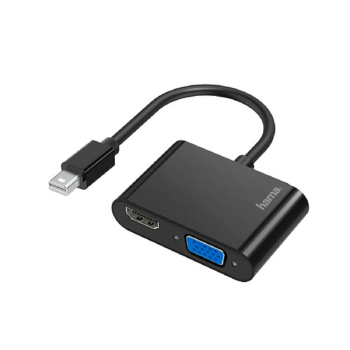 HAMA Adaptateur vidéo, 2 en 1, fiche Mini-DisplayPort-port VGA et HDMI, Ultra-HD 4K