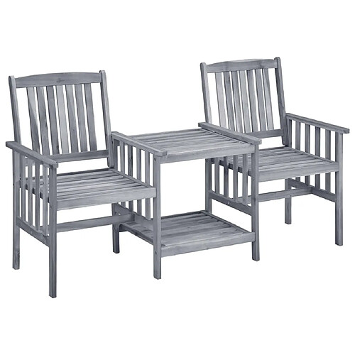 Maison Chic Chaises de jardin,Fauteuil/Chaise d'extérieur avec table à thé et coussins Acacia solide -MN72573