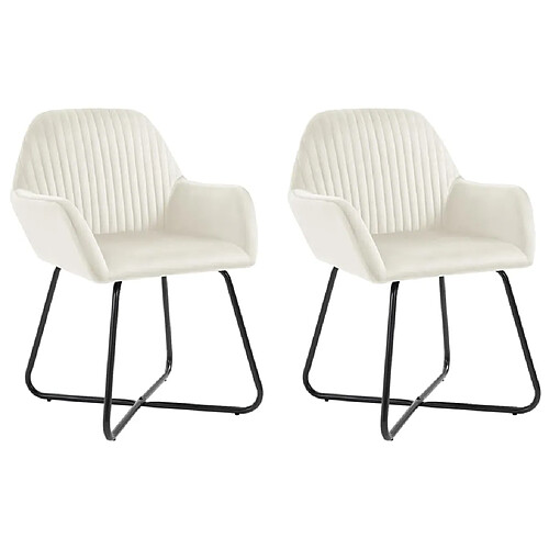 vidaXL Chaises à manger lot de 2 Crème Velours