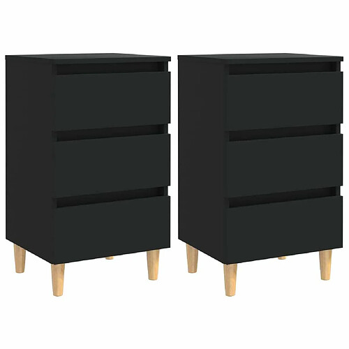 Maison Chic Lot de 2 Tables de chevet avec pieds en bois - Tables de Nuit Noir 40x35x69 cm