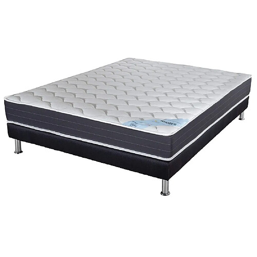 Ebac Matelas ressort + Sommier SR9 Deco 160x200 Rhodes - H. 24 cm - Soutien ferme