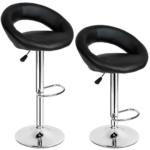 Helloshop26 Lot de 2 tabourets de bar hauteur réglable design moderne noir 1208005