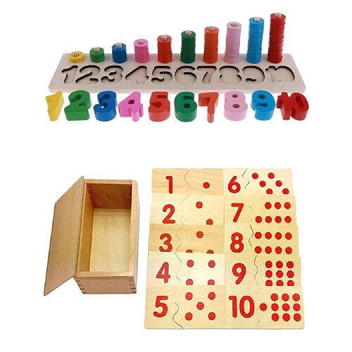 2 Set Jouet Montessori en Bois Numéros Correspondants Enseignement des Mathématiques Pour Enfant