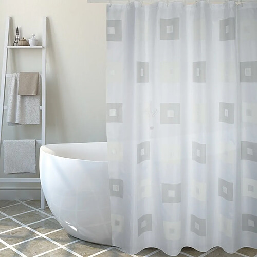 CORTINA DE BAÑO DE POLYESTER180X200CM BLOCKS GRIS MSV