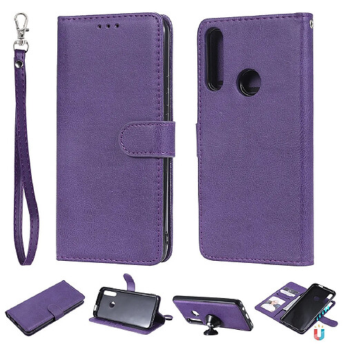 Wewoo Housse Coque Pour Huawei P Smart Z / Y9 Prime Solid Color de protection à rabat horizontal avec support et fentes cartes et portefeuille et cadre photo et lanière violet