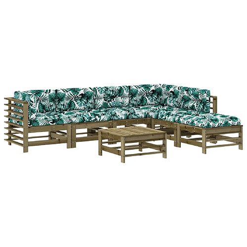 Maison Chic Salon de jardin 7 pcs + coussins - Mobilier/Meubles de jardin - Table et chaises d'extérieur bois de pin imprégné -MN47836