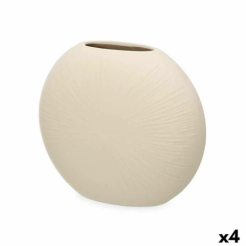 Gift Decor Vase Beige Céramique 29 x 26 x 11 cm (4 Unités) Circulaire