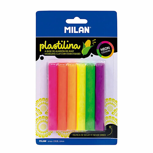 Barres de pâte à modeler Milan Neón 70 g (6 Pièces)