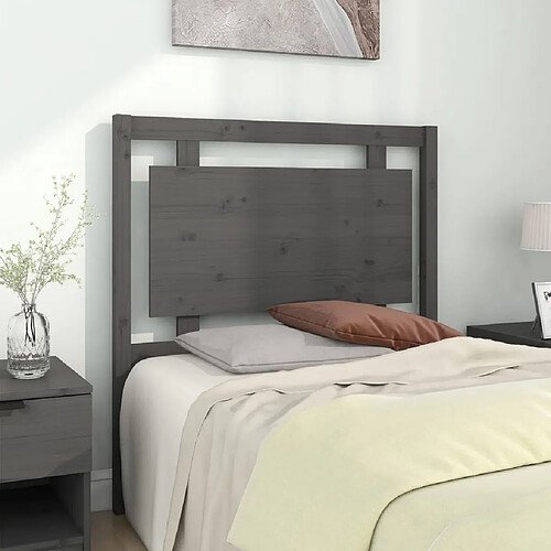 Maison Chic Tête de lit scandinave pour lit adulte,Meuble de chambre Gris 95,5x4x100 cm Bois massif de pin -MN69684