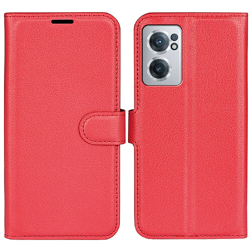 Etui en PU texture litchi avec support, rouge pour votre OnePlus Nord CE 2 5G