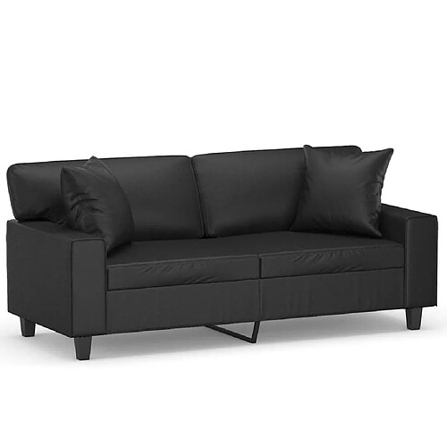 Maison Chic Canapé 2 places avec oreillers,Sofa de Salon,Canapé droit décoratifs noir 140cm similicuir -GKD349991