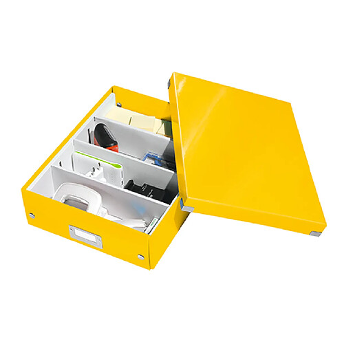 Boîte de rangement carton Leitz Click&Store Wow avec séparateurs H 10,5 x L 27,8 x P 36,8 cm jaune