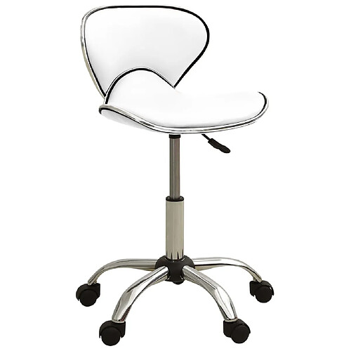 Helloshop26 Chaise fauteuil siège de bureau informatique étude similicuir blanc 02_0023986