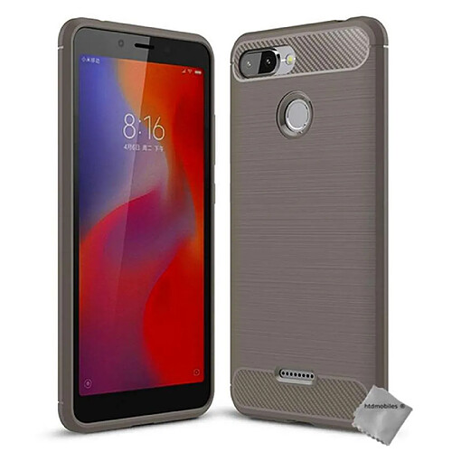 Htdmobiles Coque silicone gel carbone pour Xiaomi Redmi 6 + verre trempe - GRIS