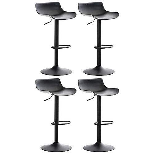 Decoshop26 Tabourets de bar x4 avec repose-pieds hauteur réglable desing moderne en plastique noir et métal noir 10_0004498